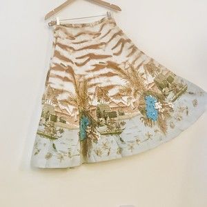 Island Theme Skirt Size Large Tiki Huts Polynesian Bling Sequin Beads